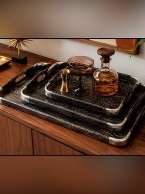Vintage Mid-Century Modern Nesting Serving Trays Set of 3 Danish Modern